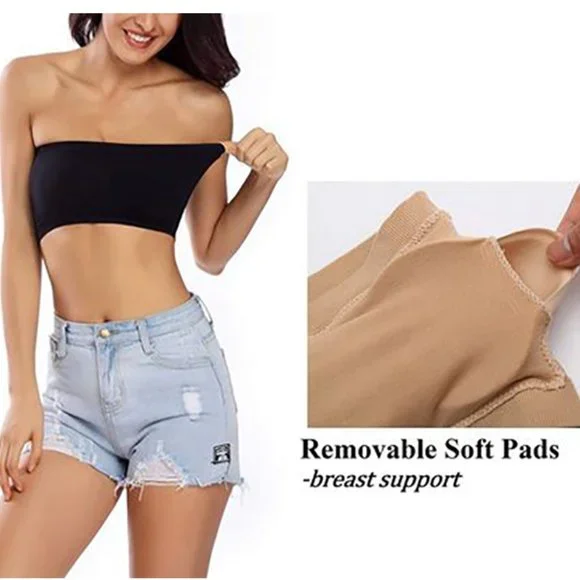 3pcs SET Strapless Bandeau Padded Tube Top Bra Stretch Non-slip - Picture 6 of 9